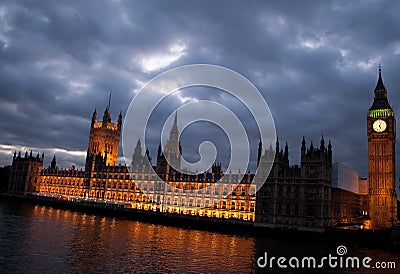 The Big Ben and the Houses of Parliament at dusk