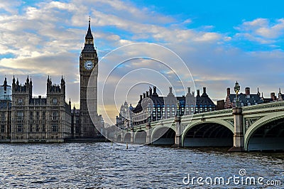The Big Ben and Westminster Bridge in London