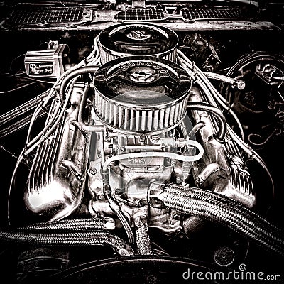Big Block Chevrolet Engine in Vintage Muscle Car