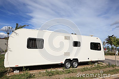 Big caravan on a camping site