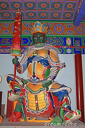 Big four heavenly King sculpture in the hall in a temple