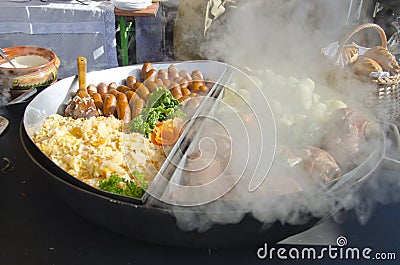 Hot food in winter time agriculture fair