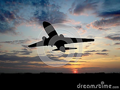 Big Plane Over Sunset Stock Photo - Image: 25