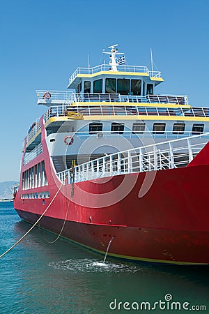 Big red passenger ferry