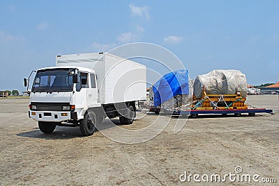 Big truck with box and goods