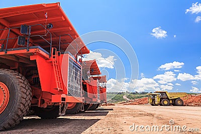 Big truck in open pit and blue sky