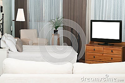 The big TV set in a room