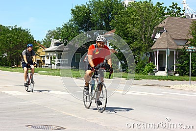 Bike Across Kansas Participants Entering Town