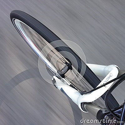 Bike front wheel in motion