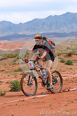 Bike race in desert mountains