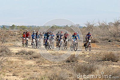 Bike race on desert road