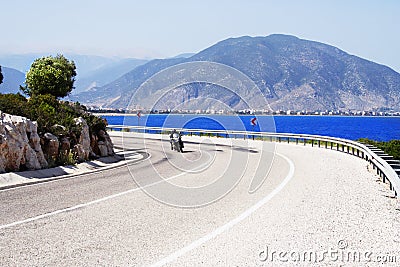 Bike on a sunny coastline road