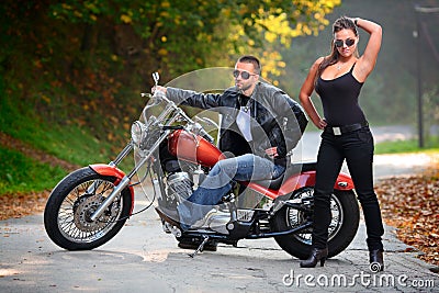 Biker and an attractive girl