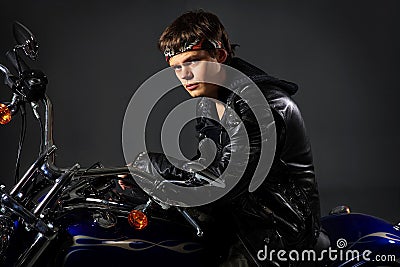 Biker on motorcycle