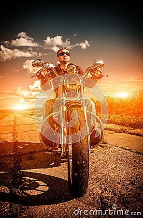 Biker on a motorcycle