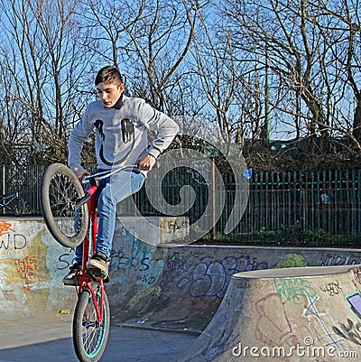 Biker at skate park