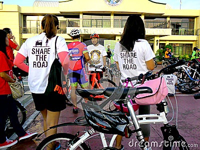 Bikers gather for a bike fun ride in marikina city, philippines