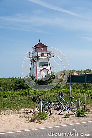 Bikes in front of lighthouse