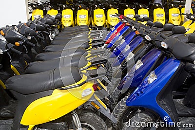 Bikes motorbikes motorcycles rows in a renting