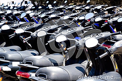 Bikes scooter pattern in renting store