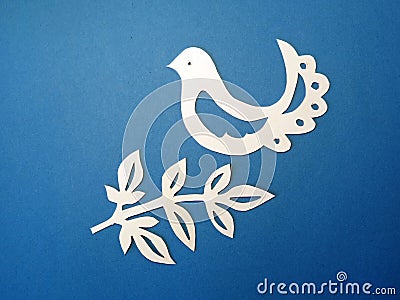 Bird and branch. Paper cutting.