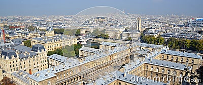 Bird eye view from Notre Dame of Paris