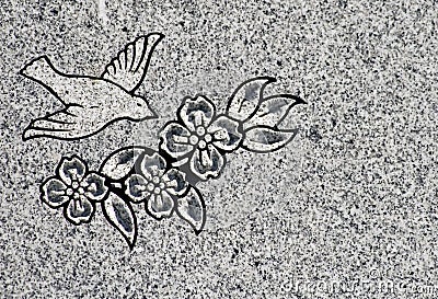 Bird and Flowers Engraving