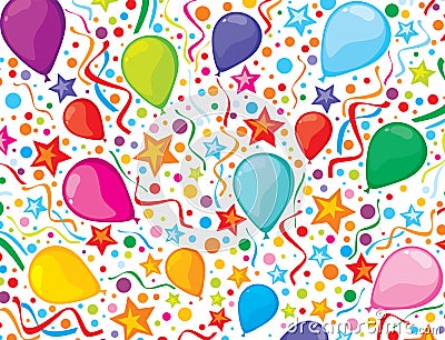 Birthday background with party streamers and confe