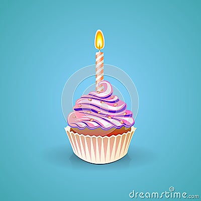 Birthday greeting card with cupcake