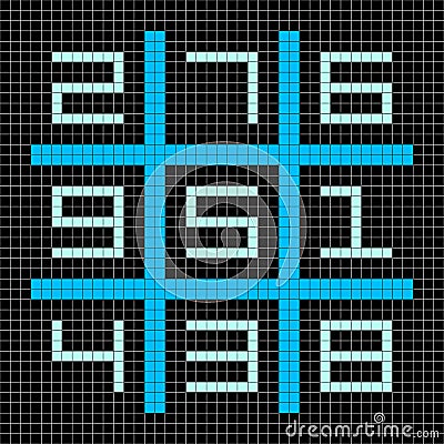 8-bit Pixel Art Magic Square with Numbers 1-9