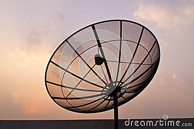 Black antenna communication satellite dish