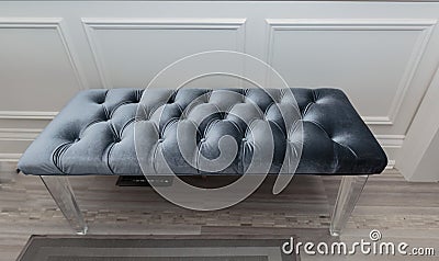 Black and blue color tone ottoman leather bench