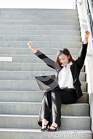 Black businesswoman with laptop