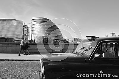 Black cab in traffic jam