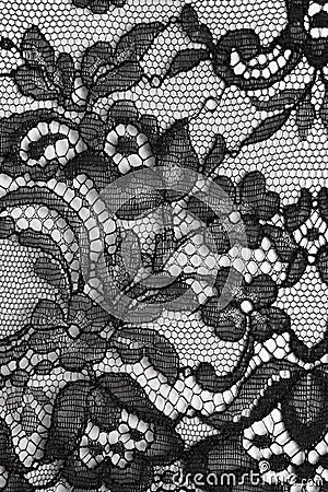 Black fine lace floral texture