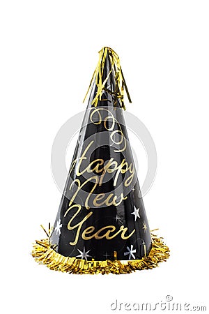 Black and gold Happy New Year party hat