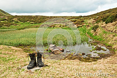 Black hiking boots