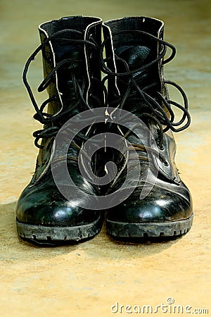 Black Leather Army Boots