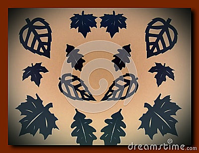 Black leaves. Paper cutting.