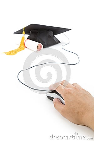 Black Mortarboard and computer mouse