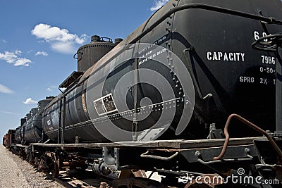Black railroad tanker cars