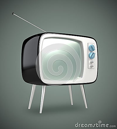 Black retro style TV isolated on gradient background