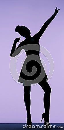 Black silhouette of the young woman