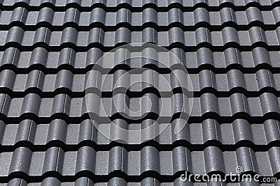 Black tiles roof on a new house