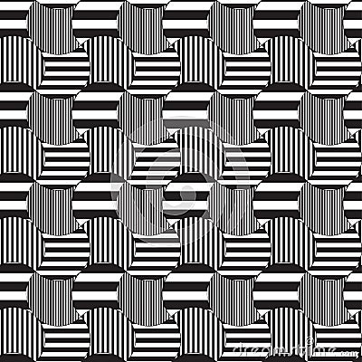 Black and White Abstract Geometric Vector Seamless Pattern.