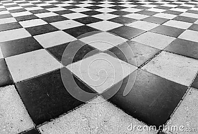 Black and White Checker Floor Tile Pattern