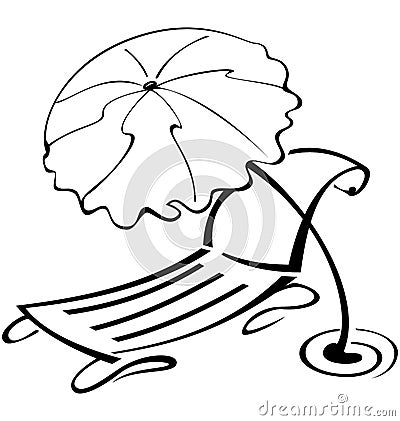 Beach Chair And Umbrella Clipart Black And White