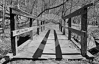 Black and White Image of Old Bridge