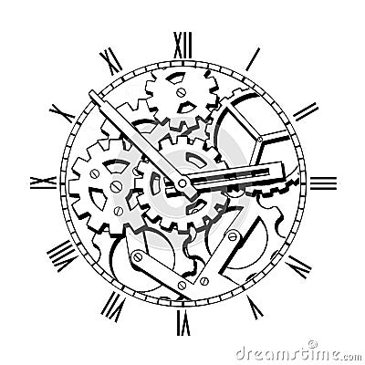 Black and White Mechanical Clock