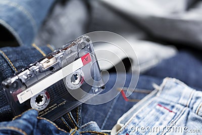 Audio Cassette on Denim